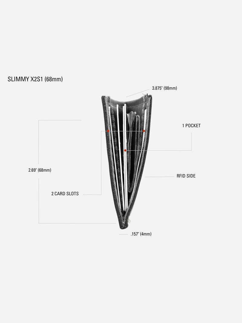 Slimmy R1S1 1-Pocket 2-Slot (68mm) Mini Wallet - Oil Tan - RFID