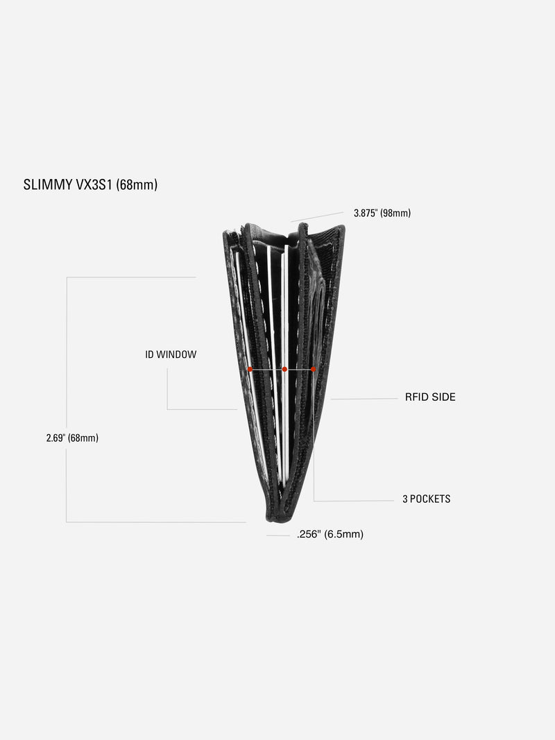 Slimmy R3S1V Mini 3-Pocket Wallet (68mm) - Black