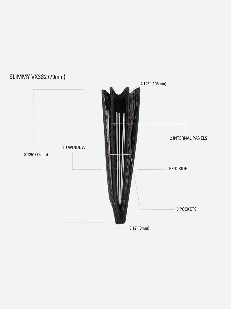 Slimmy R3S2V International 3-Pocket Wallet (79mm) - Black