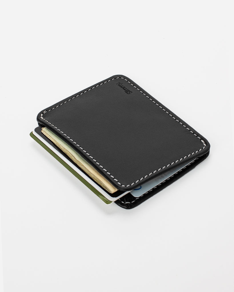 Slimmy R1SO 1-Pocket 2-Slot Slim Wallet (78mm) - Black Leather - RFID